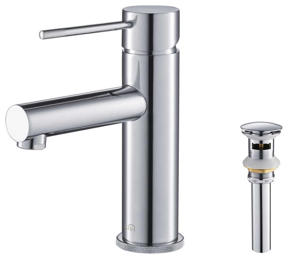 Circular X Brass Single Hole Bathroom Faucet KBF1010, Chrome, With Drain