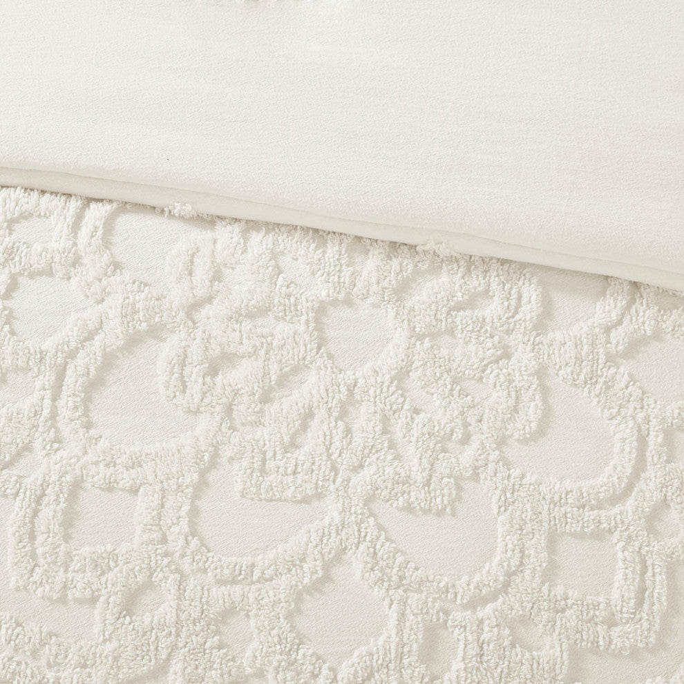 Madison Park Laetitia 3-Piece Tufted Cotton Chenille Medallion Duvet Cover Set