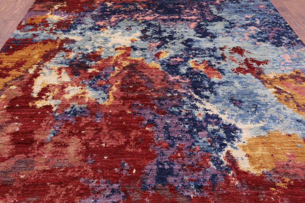 9' 0" X 11' 8" Hand Knotted Modern Abstract Wool Rug - Q12414