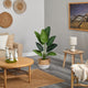 4' Travelers Palm Faux Tree Boho Chic Handmade Cotton & Jute White Woven Planter