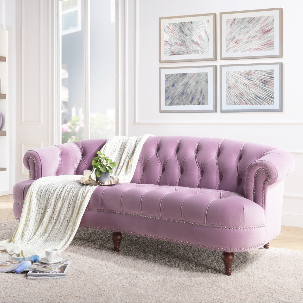 La Rosa Victorian Chesterfield Tufted Sofa, Lavender Velvet