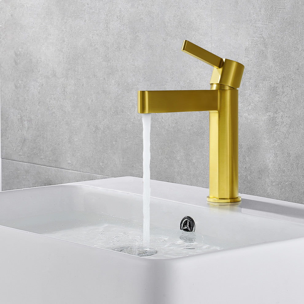 Stila Single Hole Single-Handle Bathroom Faucet, Brushed Gold