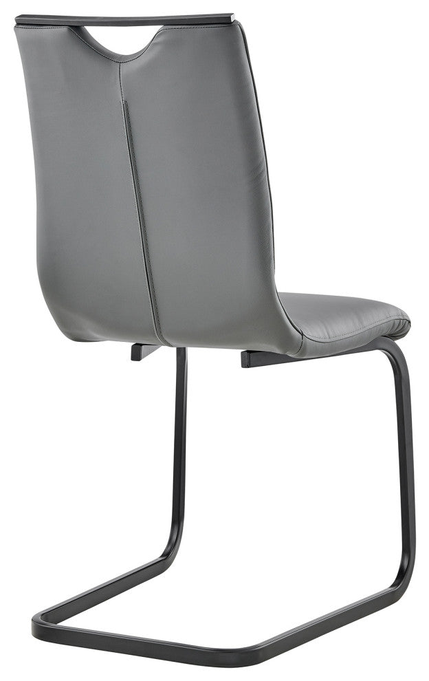 Pacific Gray Dining Room Accent Chair Set of 2, Gray Faux Leather and Black