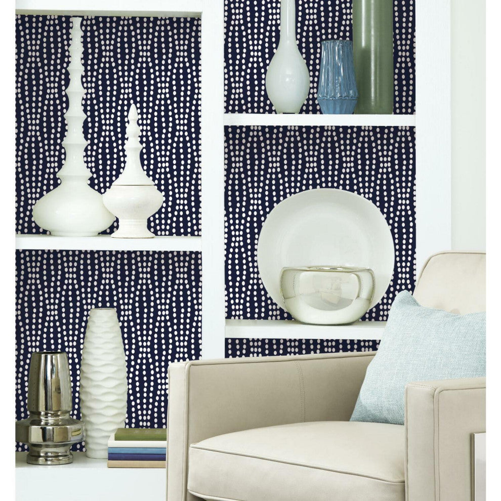 Navy & White Strands Peel & Stick Wallpaper