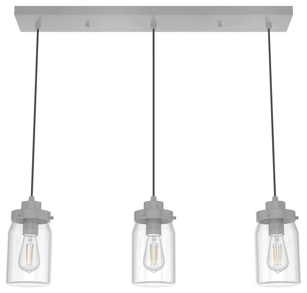 Hunter Devon Park Brushed Nickel 3 Light Linear Cluster Ceiling Light Fixture