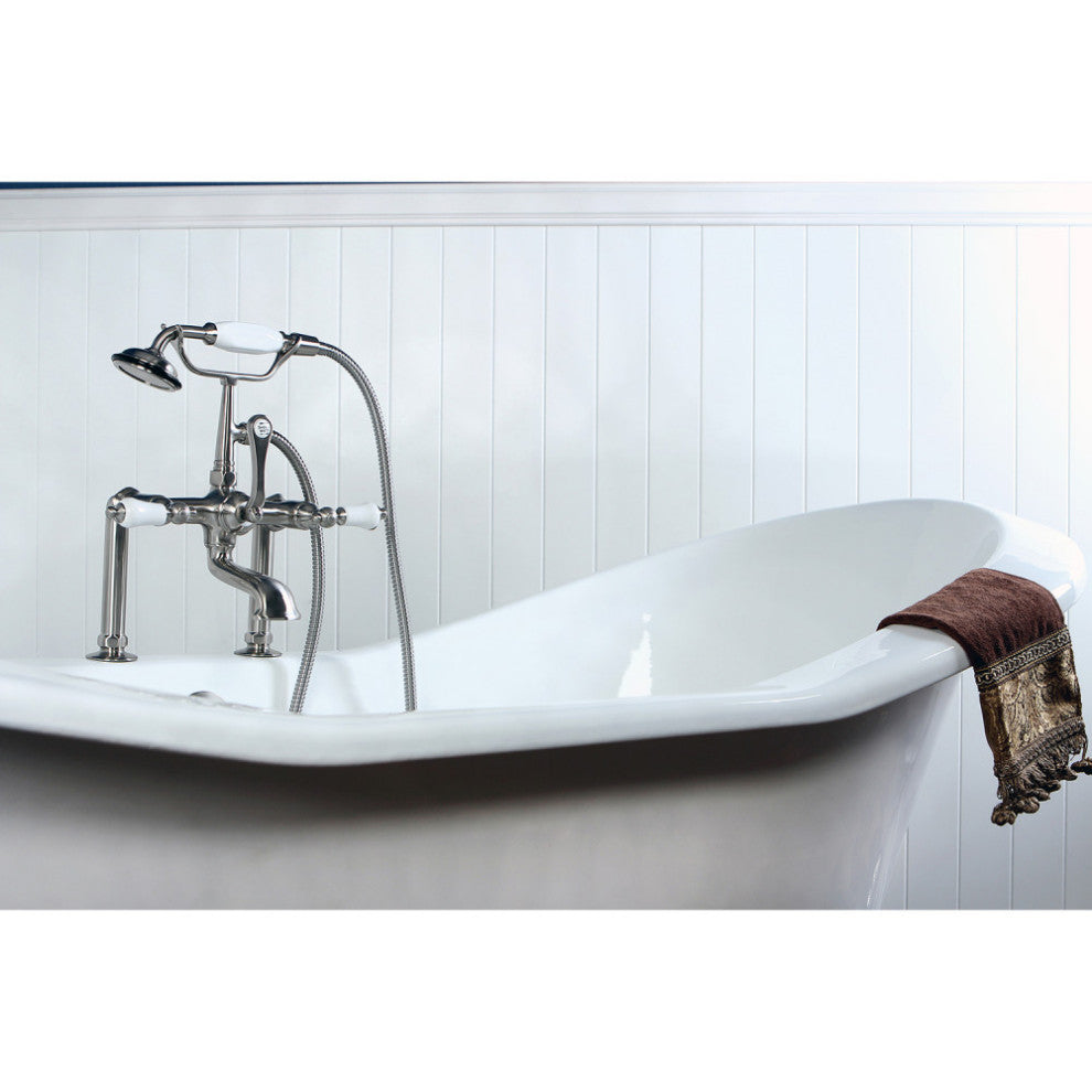 Kingston Brass 7" Deck Mount Clawfoot Tub Faucet, Brushed Nickel