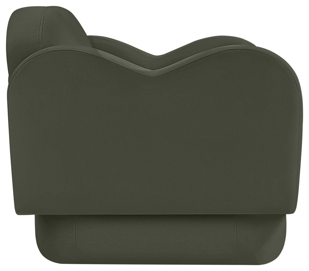 Bloom Upholstered Chair, Green, Velvet