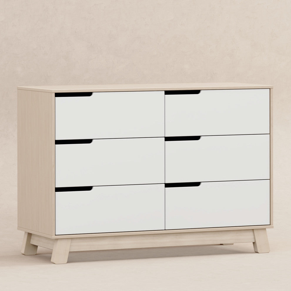 Hudson 6-Drawer Assembled Double Dresser, White Washed Natural