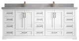 Boston 84 Double Sink Bath Vanity in White 2" Pearl Gray