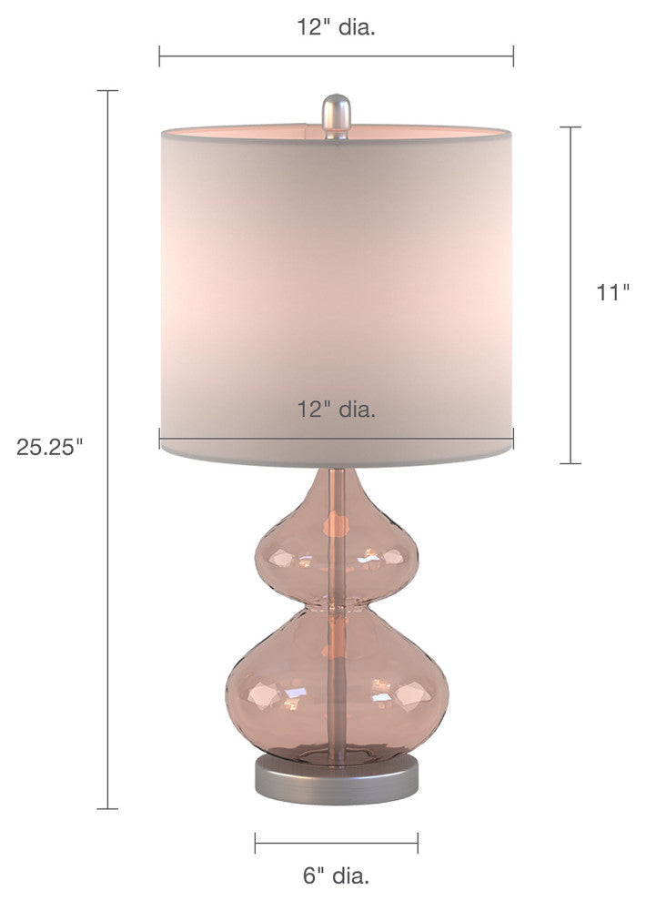 Ellipse Curved Glass Table Lamp Set of 2, Pink