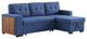 Fabric Reversible Modern Side Compartment Sleeper Sectional Sofa Bed-Blue