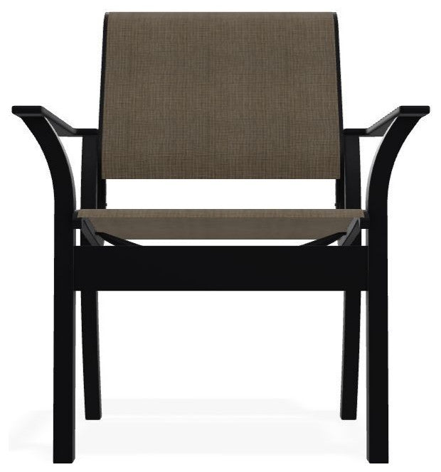 Leeward Sling Stackable Outdoor Dining Chair, Kora/Black