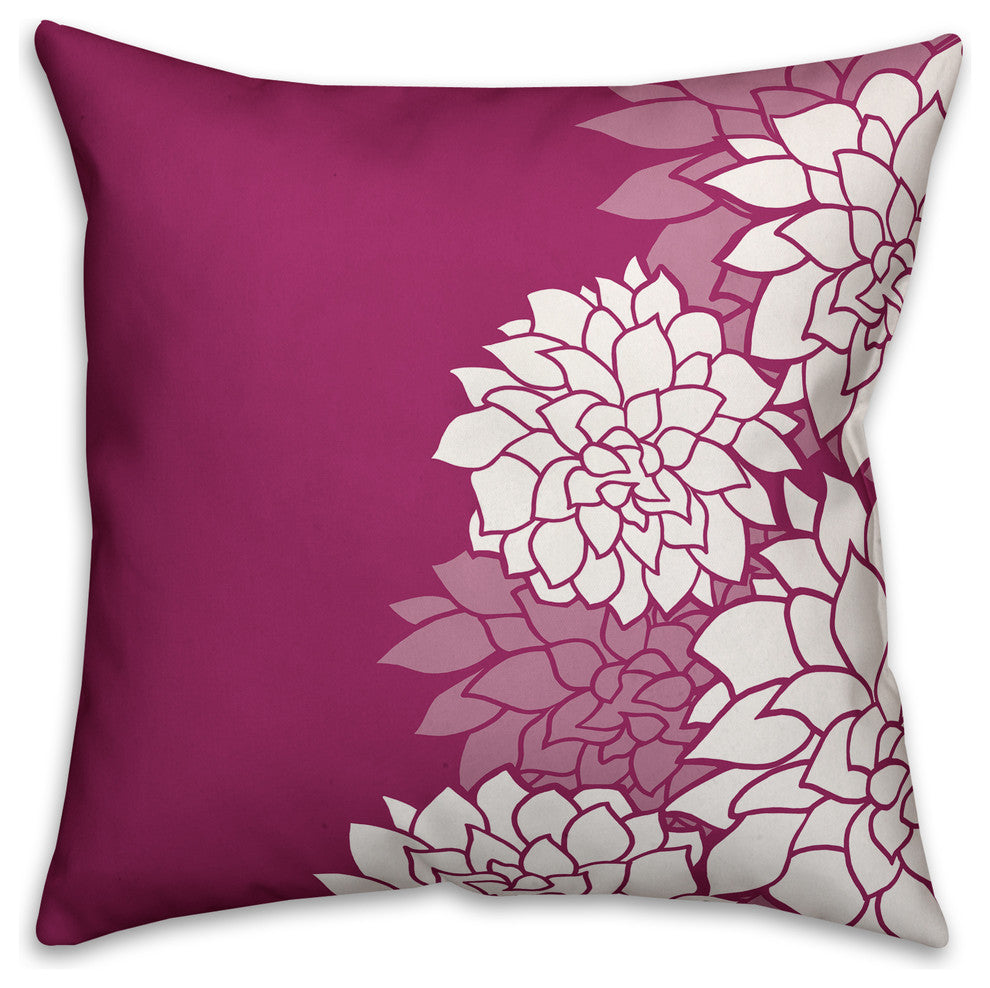 Magenta Aster Floral Spun Poly Pillow, 18x18