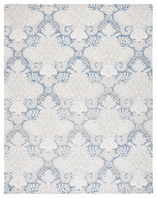 Safavieh Micro-Loop Mlp539M Damask Rug, Blue and Ivory, 8'0"x10'0"