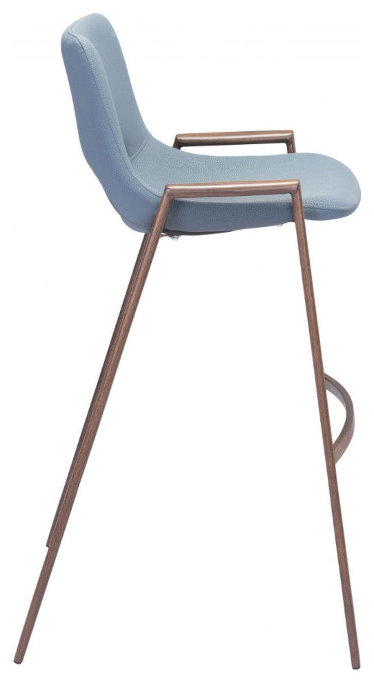 Desi Barstool, Set of 2 Blue/Walnut
