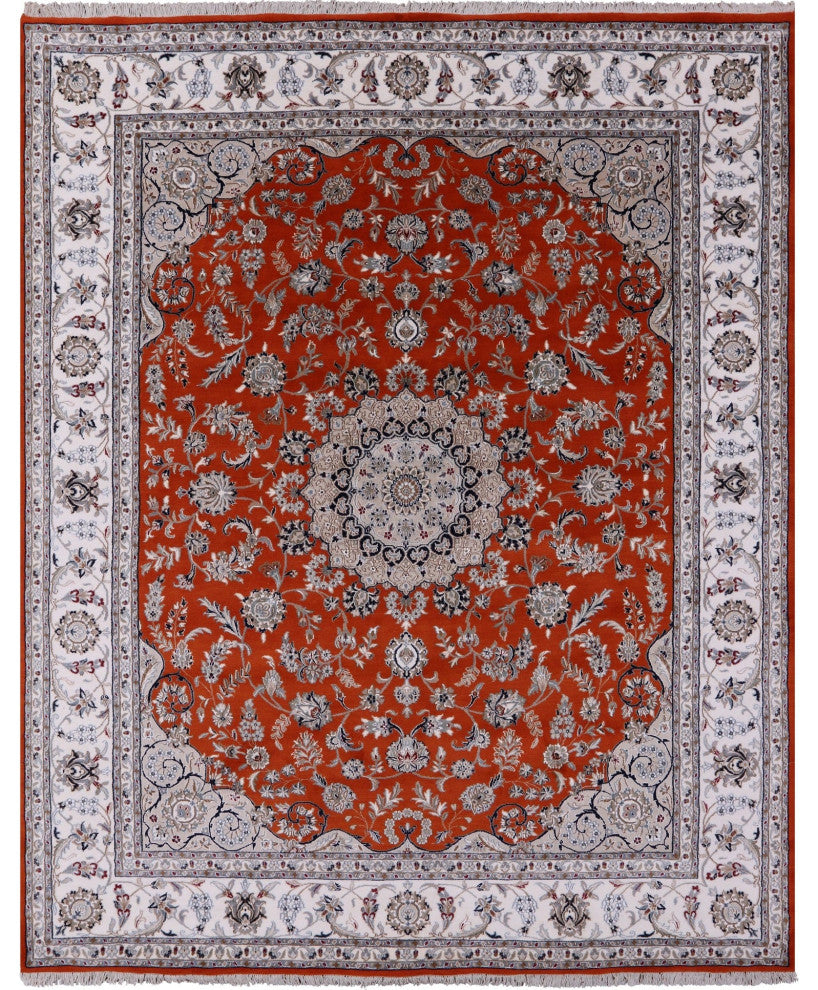 Persian Nain Wool & Silk Hand Knotted Rug 8' 1" X 10' 0" - Q13125