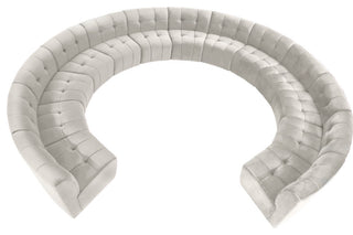 Limitless Velvet Upholstered 13-Piece Modular Sectional, Cream