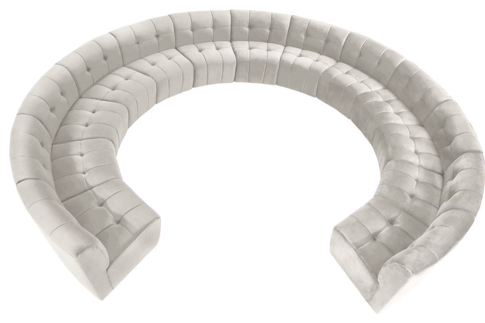 Limitless Velvet Upholstered 13-Piece Modular Sectional, Cream