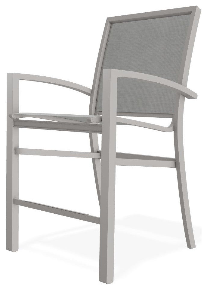 Kendall Sling Balcony Height Stackable Outdoor Stool, Alloy/Warm Gray