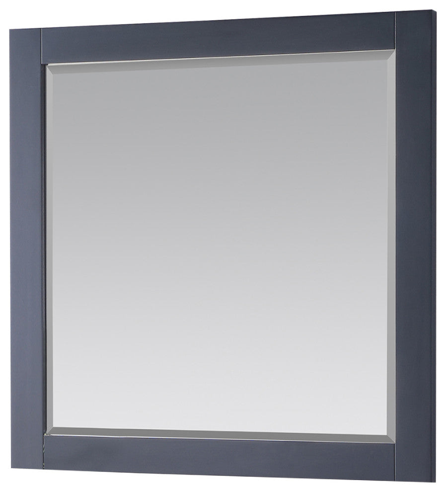 Maribella Rectangular Bathroom Wood Framed Wall Mirror, Blue, 34"