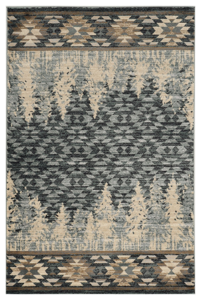 8'X10' Slate Blue Machine Woven Pinegrove Lodge Indoor Area Rug