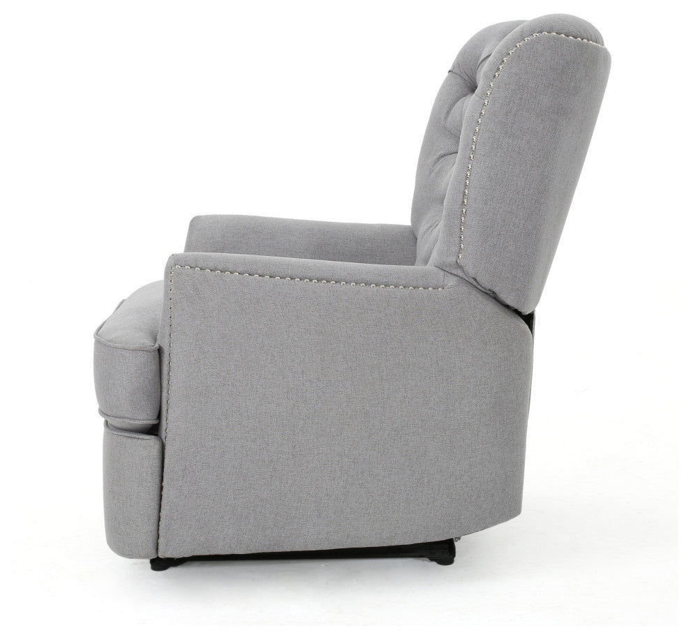 GDF Studio Palermo Tufted Fabric Power Recliner Chair, Light Gray