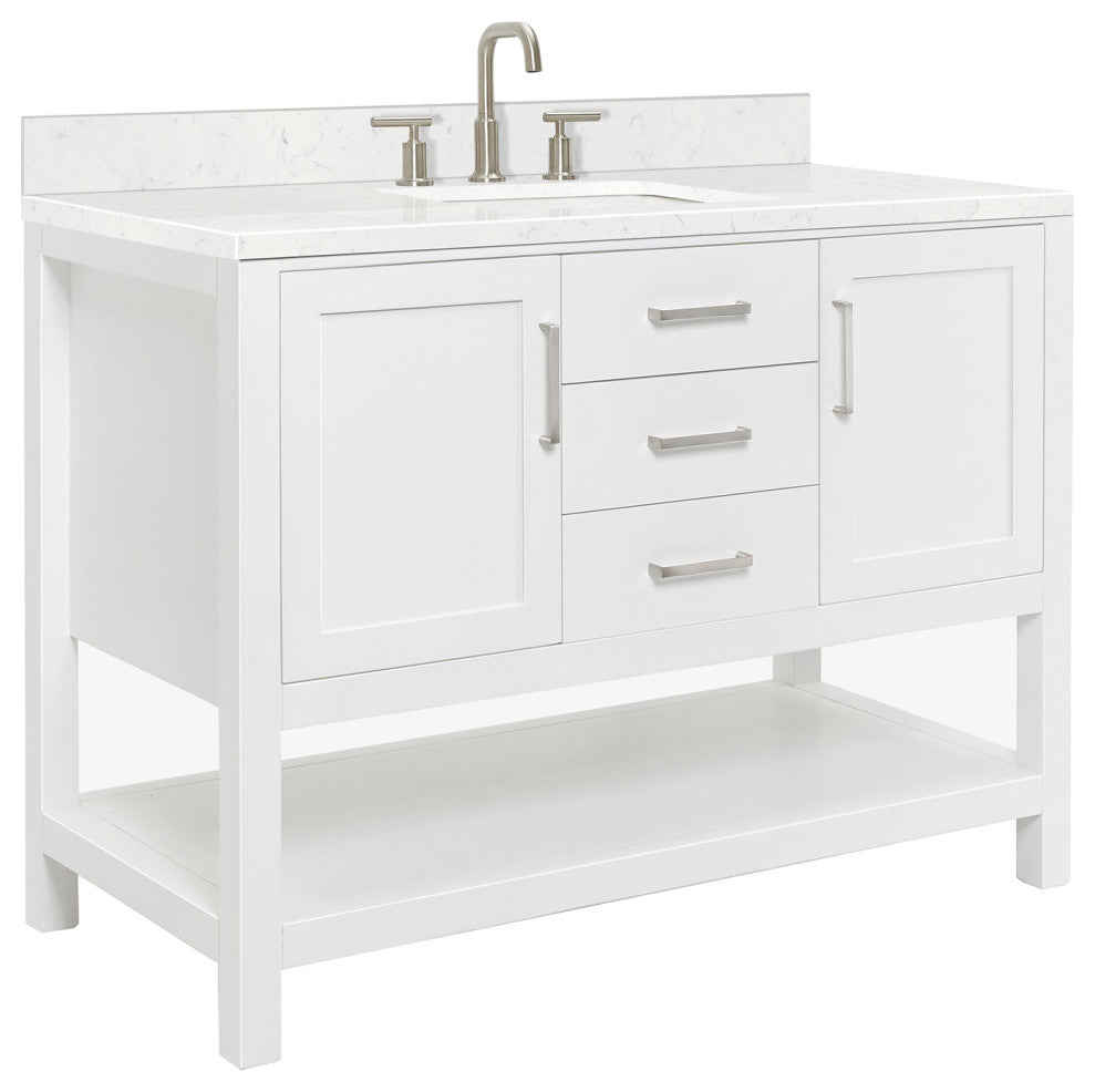 Ariel Bayhill 48" Single Rectangle Sink Bathroom Vanity, Carrara Quartz