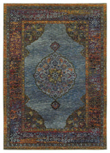 Adeline Jewelled Medallion Blue and  Multi Area Rug, 5'3"x7'3"