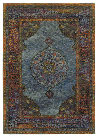 Adeline Jewelled Medallion Blue and  Multi Area Rug, 5'3"x7'3"
