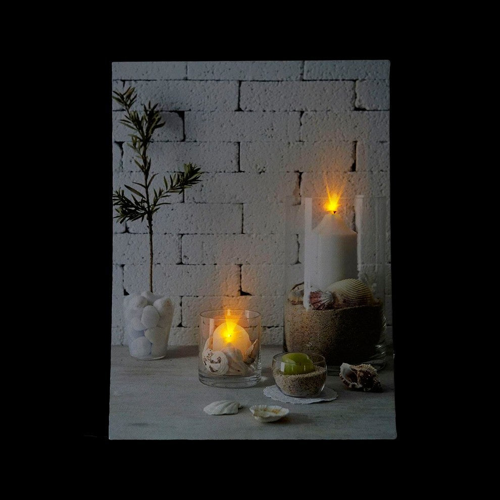 LED Lighted Serene Seaside Spa Decorative Canvas Wall Art 15.75"x12"