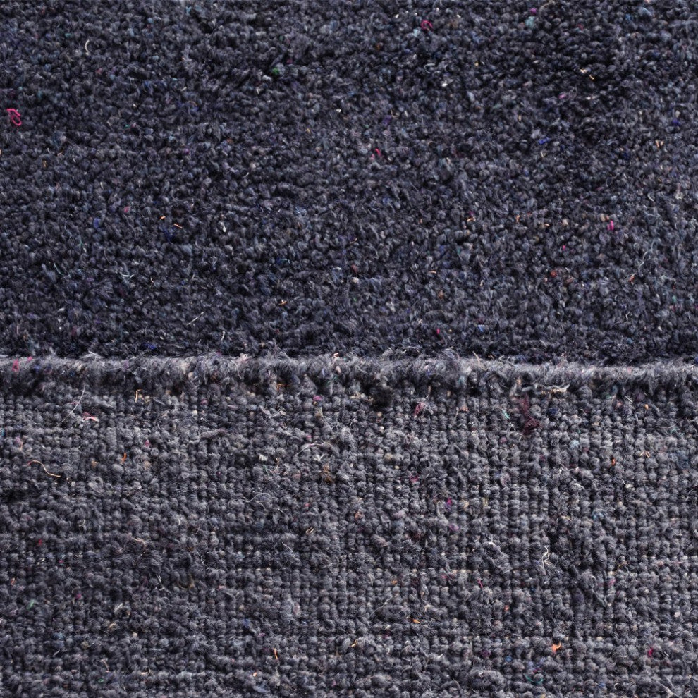 Hand Knotted Loom Silk Mix Area Rug Solid Charcoal
