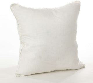 Pomponin Collection PomPom Design Down Filled Linen Throw Pillow, Ivory