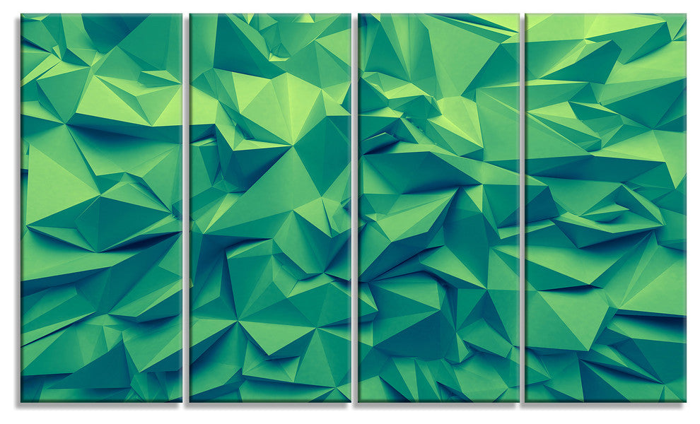 Trendy Emerald Green Background, Abstract Canvas Art Print, 48"x28", 4 Panels