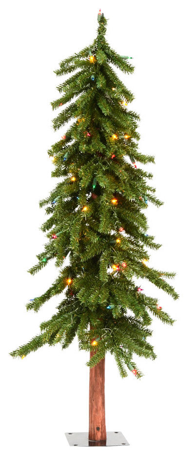 Vickerman A805142 4' Natural Alpine Christmas Tree, Multi-Colored Lights