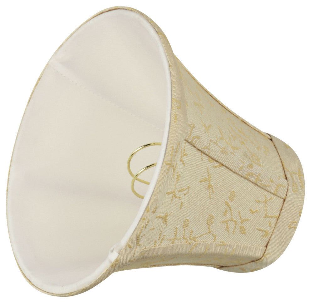 30053-9 Small Bell Chandelier Clip On Lamp Shade Beige & Gold Floral 3"x6"x5"