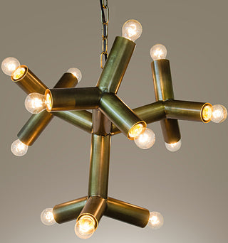 Snow Flake Chandelier, Antique Brass