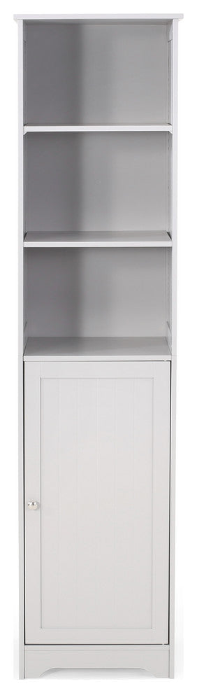 Lauren Modern Free Standing Bathroom Linen Tower Storage Cabinet, Light Gray