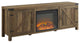 Farmhouse Barn Door Fireplace TV Stand for TVs up to 80"? "“ Rustic Oak