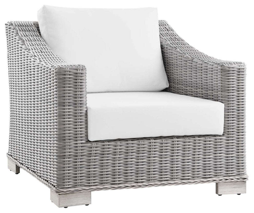 Outdoor Patio Wicker Rattan 9-Piece Sectional Sofa Furniture Set Gray White