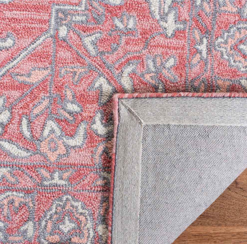 Safavieh Micro-Loop Collection MLP504 Rug, Pink/Ivory, 4' X 6'