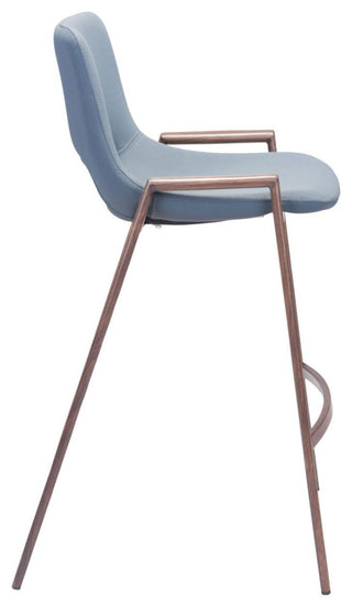 Desi Counter Stool, Set of 2 Blue/Walnut