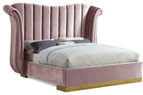 Flora Black Velvet Bed, Pink, Queen