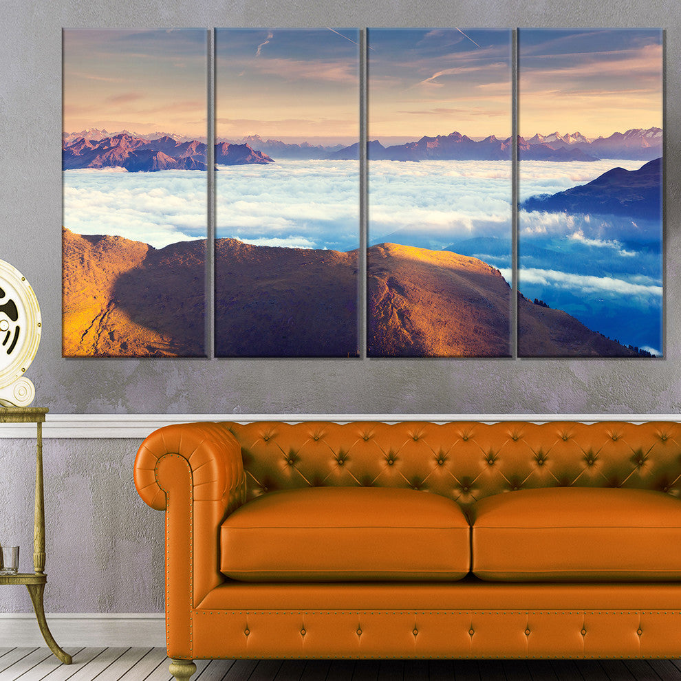 "Val Gardena Valley Panorama" Seashore Canvas Art, 4 Panels, 48"x28"