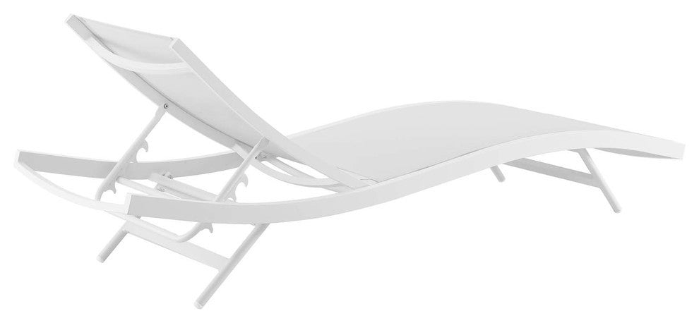 Glimpse Outdoor Patio Mesh Chaise Lounge Chair, White White