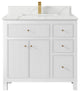 Sonoma 36 Center Sink Reeded Bath Vanity in White 1.5" Calacatta Laza