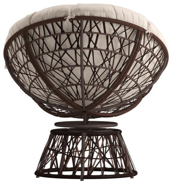 Bowie Comfort Series Swivel Patio Chair with Cushion, Brown/Beige