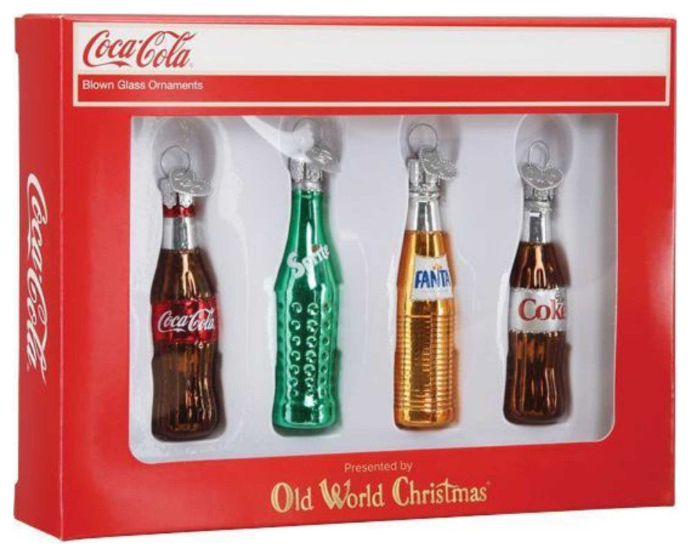 Old World Christmas Coca Cola Mini Beverage Set Glass Sprite Coke Fanta 14030