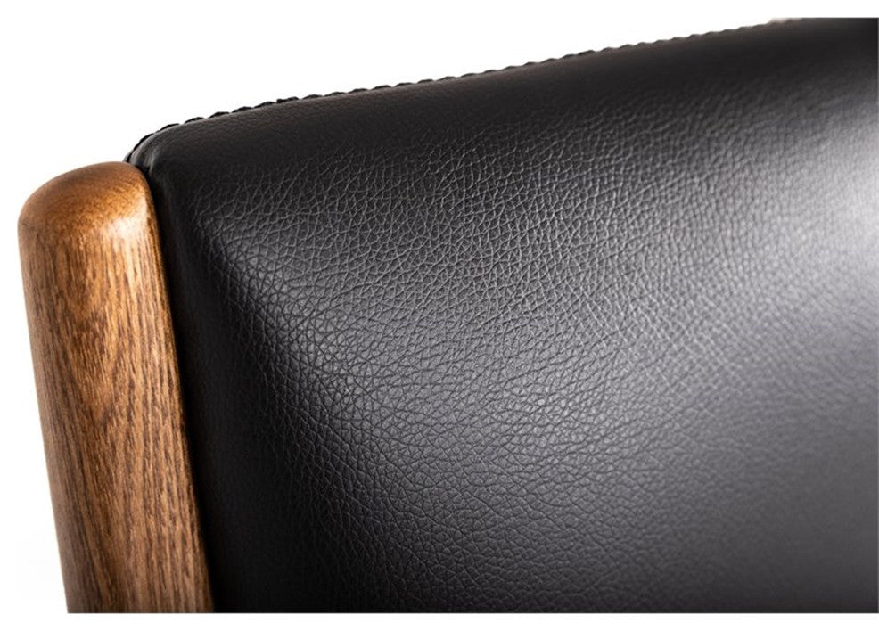 Limari Home Fulton Faux Leather & Wood Lounge Chair & Ottoman in Black/Walnut