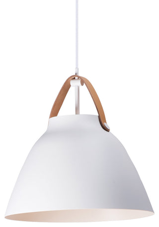 Maxim 11356 Nordic 1 Light 14" Aluminum Pendant - Tan Leather / White