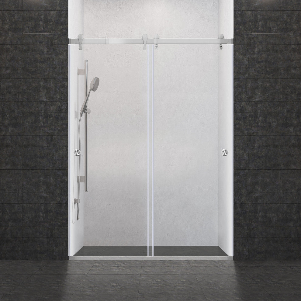 Bypass Sliding Modern Shower Doors, Chrome, 60"w"x76"h